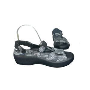 Wolky Jewel Sandals Black White Sz 40 US 8.5-9 Adjustable Comfort Walking Shoes